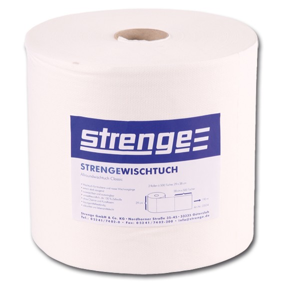 STRENGE CLASSIC - 190 m / 29 cm x 38 cm perforiert -1-lagig weiß - Wischtücher